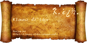 Klausz Áldor névjegykártya